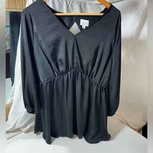 Ingrid and Isabel Black Satin Maternity Top -Large